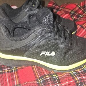 Fila Kids Black and Neon Green Sneakers